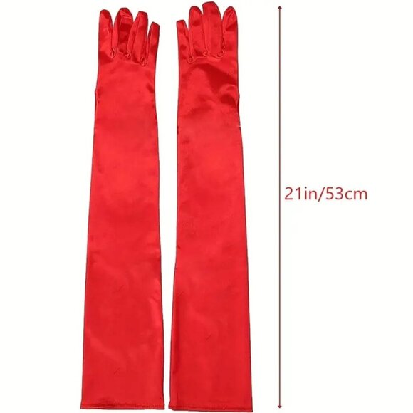 Classic Satin Glossy Long Gloves Party Bridal Dance Opera Length Gloves Hallowee - Picture 7 of 11